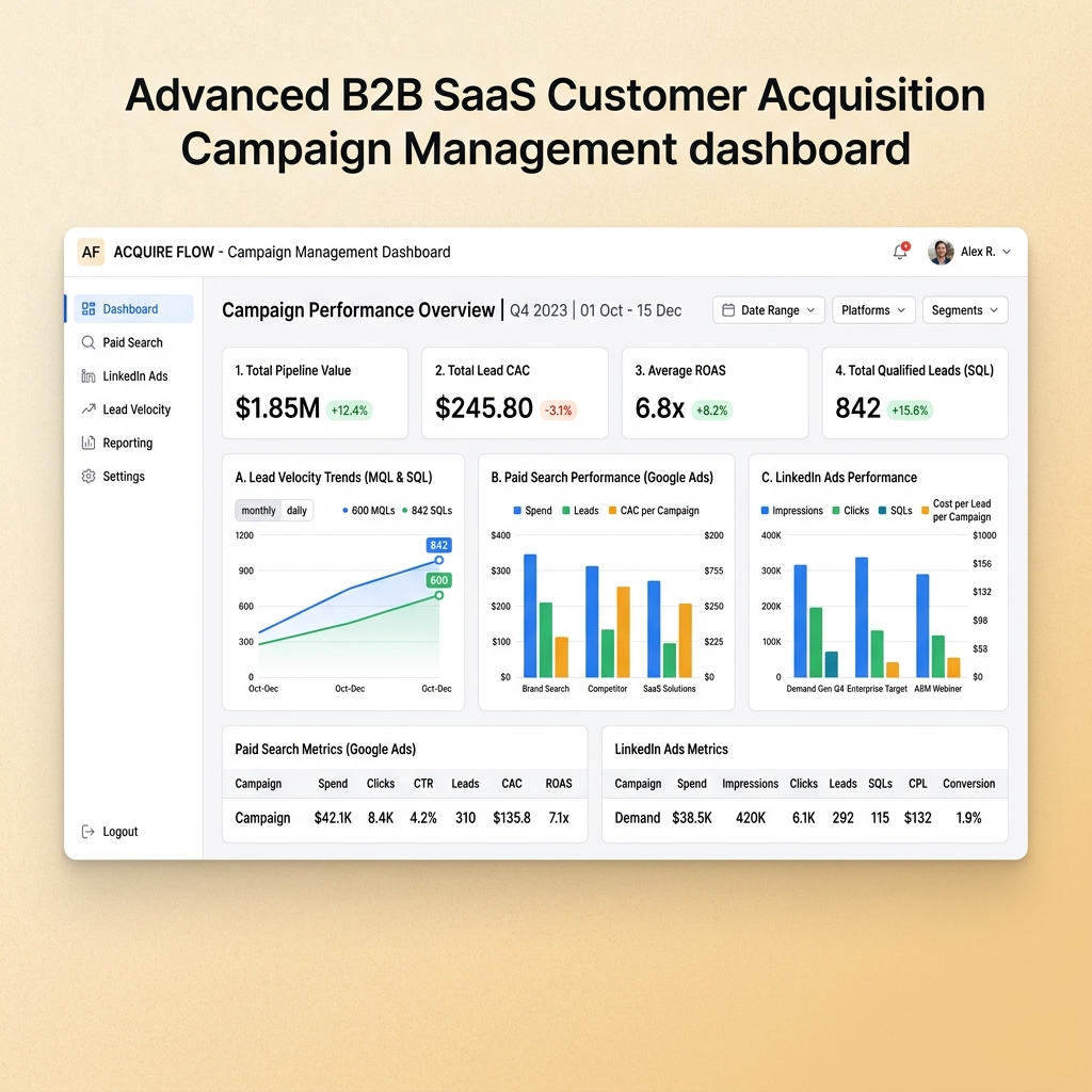 Acquisition Campaign Management Dashboard
